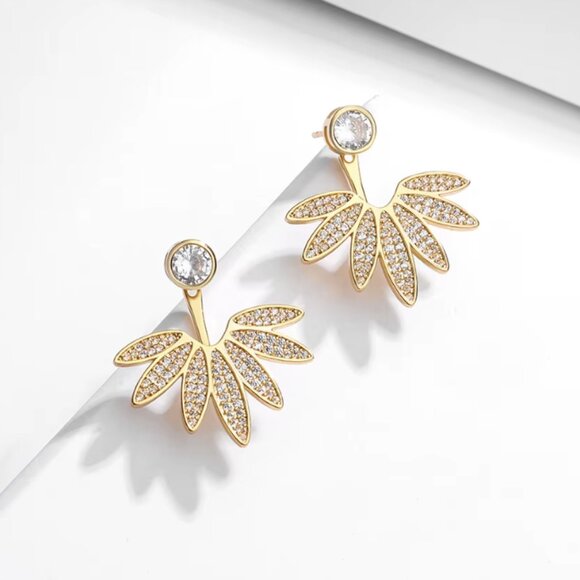 "Spring Fling" Diamond Floral Crystal Bohemian Gold Festival Zircon Gift Earring - Picture 1 of 5
